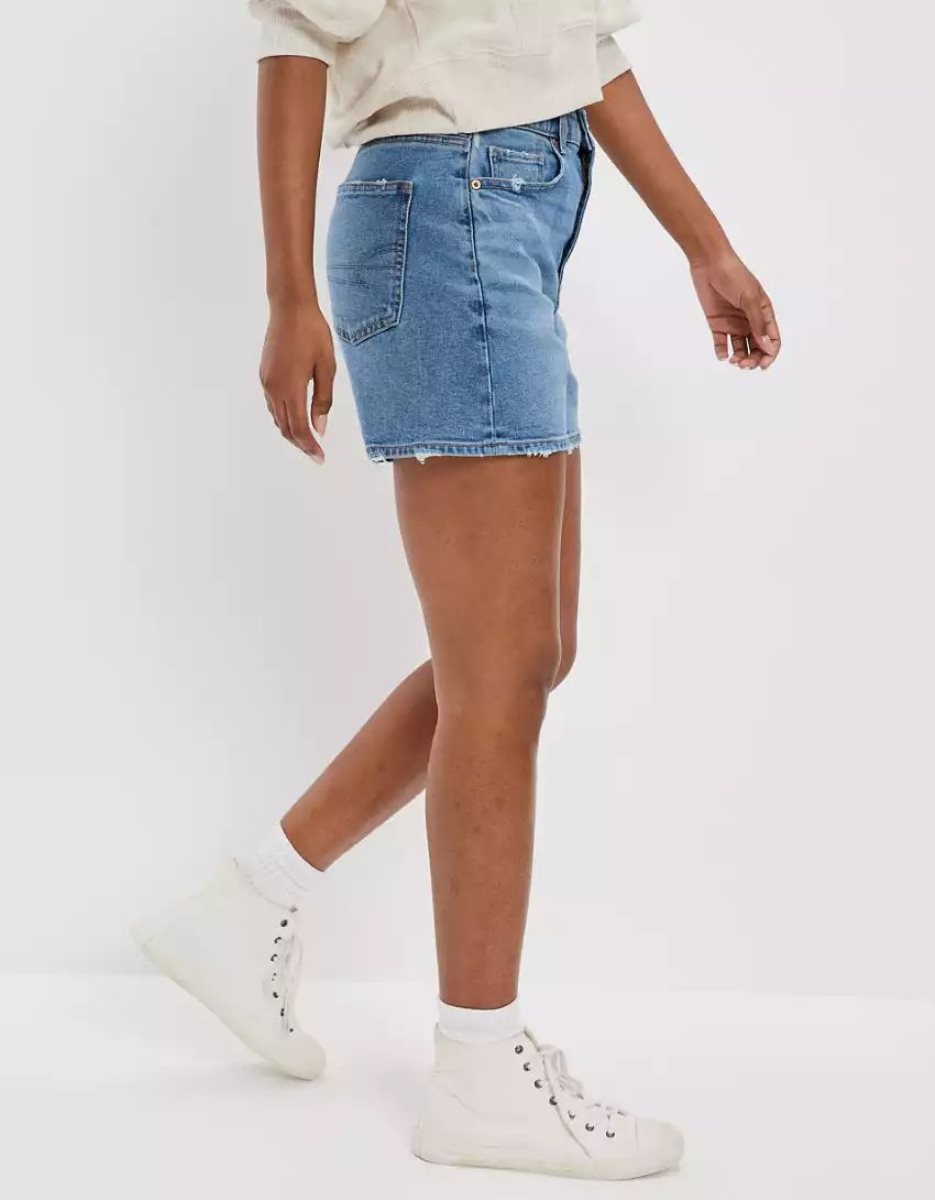 Shorts American Eagle AE Stretch Denim Highest Taille Baggy Indigo Lavage Femme | ANM-84116596